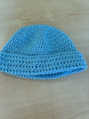 Hand-Crocheted Light Blue Beanie